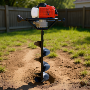 Tarière thermique 63 cm³ 2 temps avec tige de 3/4 pouce, qualité industrielle, pour creuser des trous de poteaux, avec forets L4, L6, L8 - Product Image 2