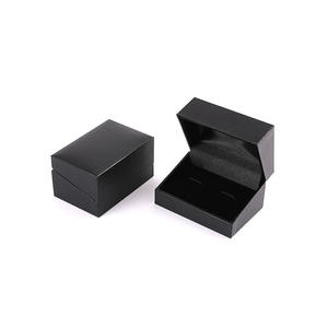 Wholesale Customized Logo Cufflink Box <strong>Unique</strong> Black Plastic Cufflinks Case with Tie Clip Leather Jewelry Boxes - Product Image 5