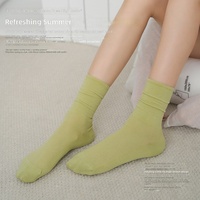 OEM 2026 Nouvelles chaussettes mi-mollet en coton tricoté sans couture respirantes de couleur unie pour femmes Printemps/Été