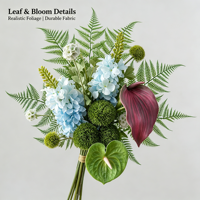 Nouveau design, bouquet de fleurs artificielles de jacinthe de printemps et d'anthurium, plantes vertes, pour cadeau, bouquet de mariée, décoration de vase
