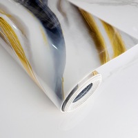 Panneau mural en PVC effet marbre brillant 2 mm, 1,2 m x 3 m, autocollant, pour décoration intérieure