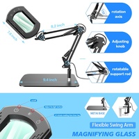 Loupe LED carrée pliable à bras long, protection des yeux, lecture, apprentissage, plastique, CRI élevé 90+, lumière froide, lampe alimentée par USB