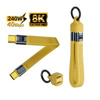 Câble de données court Usb4.0 240w Pd 5a charge rapide Usb-c femelle à type-c mâle avec porte-clés affichage 8k 40gbps pour disque dur mobile