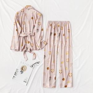 Pigiama di seta Primavera e autunno manica lunga <span class=keywords><strong>homewear</strong></span> set di <span class=keywords><strong>abbigliamento</strong></span> di moda delle donne degli indumenti da notte delle donne degli indumenti da notte - Product Image 2