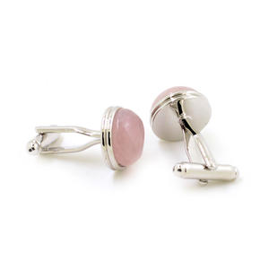 Boutons de manchette élégants en pierre d'agate rose personnalisés, accessoire de mode, chemise de costume pour homme, smoking de mariage, coffret cadeau de bijoux à la mode - Product Image 3