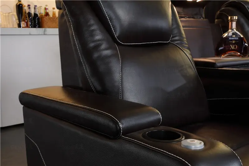 Ev sineması oturma gerçek deri güç recliner ucuz elektrikli sinema sandalye otomatik görsel-işitsel oda kanepe Villa film koltukları