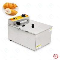 Friteuse électrique commerciale pour hot-dogs au fromage, machine à corndogs coréens, friteuse à mozzarella, friteuse à corn-dogs, friteuse profonde avec une profondeur de 20 cm