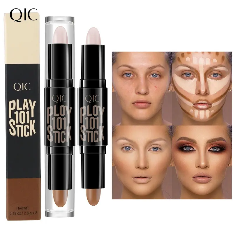 QICDouble-Headed Brightening Repair V Face Concealer Contour Corrector Fix Makeup Stick Shadows Cosmetics Foundation Cream Pen