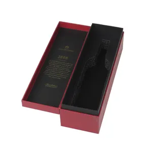 Gift Carton Box Premium Custom Luxury Magnetic Closure Single Gift Champagne Packaging Wine Box With Foam Insert