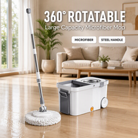 Tête de serpillière rotative à 360 degrés avec manche télescopique en acier inoxydable, seau à serpillière en microfibre grande capacité pour le nettoyage domestique