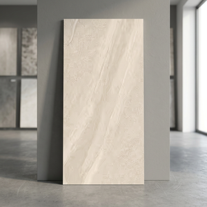 Sabia Crema Washed Stone Terrazzo Porcelain Tiles 600x1200mm <b>Matte</b> Surface for Contemporary Spaces - Product Image 1