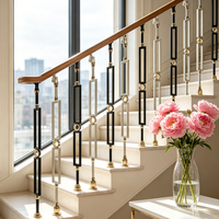 Balustres d'escalier en alliage d'aluminium LD-Metal au design moderne, noir et or laiton, pour la décoration intérieure des balcons et escaliers de villas