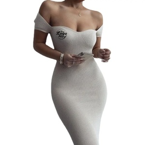 Vestido de Fiesta Casual de Verano para Mujer, Sexy, Corto, Ajustado, con Hombros Acanalados, de Manga Corta, Tejido, Ecológico, para Club, Venta al por Mayor Personalizada - Product Image 2