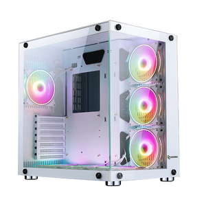 Caja de Vidrio Blanca y Morada para <span class=keywords><strong>PC</strong></span>, Gabinete de Juegos para Computadora de Escritorio con Vidrio con Impresión Blanca - Product Image 1