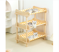 Lit pour chat en bois massif, 3 couches, lit superposé pour chat, hamac pour petit chien, usage général, quatre saisons