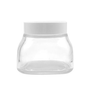 Frascos de mantequilla corporal para el cuidado de la piel de vidrio vacío 50g 150g Frasco de crema de vidrio cosmético de fondo cuadrado transparente con tapa blanca - Product Image 4