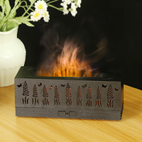 Humidificateur ultrasonique de brume fraîche de diffuseur d'arôme de lumière d'effet de flamme de 7 couleurs de grain de bois pour la station thermale de yoga de bureau à la maison de prix bon marché