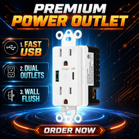 Stopkontak Dinding Pengisian Cepat Standar AS PD20W dengan Port USB Type-C dan USB-A, Panel PC, Arus Terukur 15A, 2 Stopkontak AC untuk Penggunaan Rumah Tangga