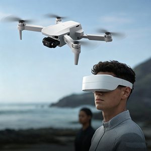 โดรนถ่ายภาพทางอากาศระดับมืออาชีพ กล้อง HD คู่ FPV WiFi แบบไร้แปรงพัดลม พับเก็บได้ พร้อมแว่นตา VR ควอดคอปเตอร์ - Product Image 1