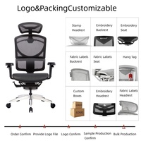 Chaise de bureau ergonomique moderne en maille pour manager, inclinable, accoudoirs à commande filaire 4D, pivotante, vérin à gaz classe IV, verrouillage d'inclinaison, pour bureau à domicile, certifiée BIFMA