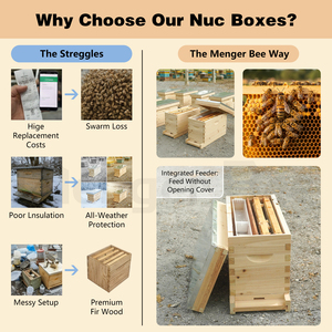 Nueva Caja de Madera de Abeto Langstroth de 5 Cuadros |   Equipo de Apicultura para la Cría de Abejas Reinas para el Mercado Estadounidense y Europeo |   Menger Bee de 20 mm de grosor - Product Image 5