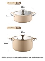 Set Peralatan Masak Multifungsi 1,5L dari Baja Anti Karat 304, Dasar Ganda, Warna Krem Beige Matte, Termasuk Panci Susu, Panci Kaldu, dan Casserole Dangkal