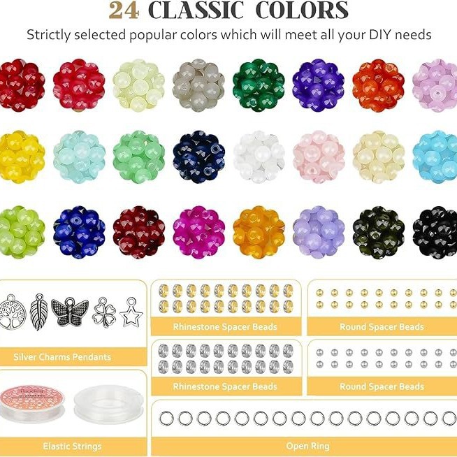 New Custom 1400pcs 6mm Beads Set Glass Stone Bracelet Making Kit for DIY Jewelry