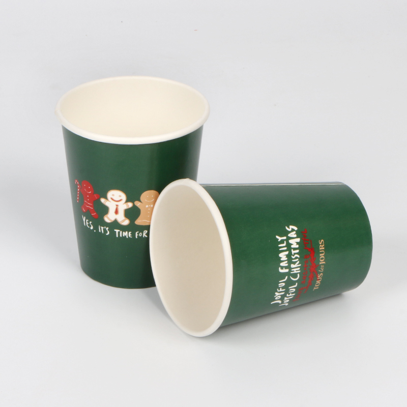printed logo single wall hot drink paper cups with PS lid