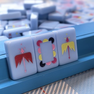 Collection Botanique Sur Mesure – Jeu <span class=keywords><strong>de</strong></span> Mahjong Américain Bleu Macaron 160 Tuiles – Tuiles Professionnelles en Acrylique Premium à Motif Géométrique - Product Image 5