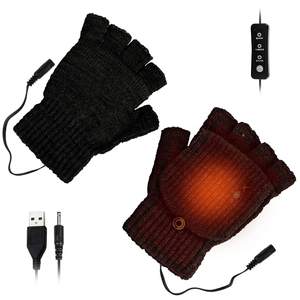 Guantes cálidos lavables con USB para uso doméstico, guantes calentadores de manos para ordenador portátil con ajuste de temperatura, guantes calentados de media mano completa // - Product Image 1