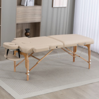 Table de massage en bois de hêtre blanc crème |   185x81cm Double pliage extra large pour spa et hôtel