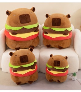 Peluche Capybara Thème Hamburger, Adorable Animal en Peluche avec Anneau <span class=keywords><strong>Burger</strong></span> Amovible, Ultra Doux, Anti-Stress, Cadeau d'Anniversaire pour Enfants - Product Image 2
