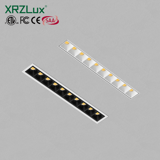 XRZLux Modern Design Ten-Head Aluminum LED Strip Spotlights 24W Recessed Grille Ceiling Light Indoor Rectangular Downlight CRI