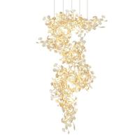 Lustre moderne personnalisé en forme de feuille de Ginkgo en céramique pour hôtel, villa, hall d'entrée, décoration d'escalier