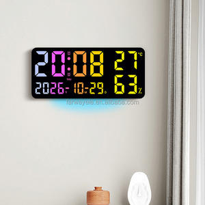 Horloge murale LED RGB multifonctionnelle YIDA <span class=keywords><strong>TIME</strong></span> avec grand écran, affichage de la température et de l'humidité, lumière ambiante pour salon - Product Image 4