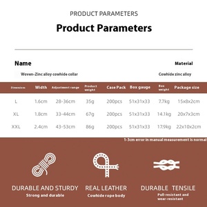 Nuovo Collare per Animali Domestici in Vera Pelle di Vacca Intrecciato a Mano con Motivo Solido, Ecologico e Stile Classico per Razze Piccole - Product Image 4