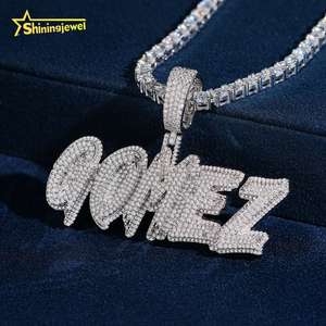 Colgante Personalizado con Nombre <span class=keywords><strong>Gomez</strong></span>, Colgante con Letra Personalizada, Plata 925, Diamante Moissanita, Número, Nombre, Inicial, Logotipo - Product Image 4