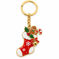 Produsen Grosir Gantungan Kunci Logam Natal Kustom Enamel Santa Claus Kereta Salju Rusa Logo Desain Personalisasi
