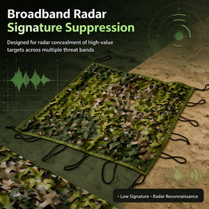 Rete mimetica radar a banda larga con interruzione ottica integrata per la posizionamento di veicoli e risorse critiche - Product Image 6