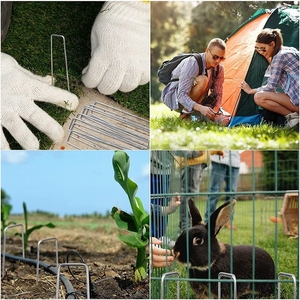 Clous de fixation en U galvanisés, résistants à la corrosion, pour <span class=keywords><strong>film</strong></span> de paillage et toile paysagère de jardin - Product Image 3