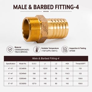 Nouvel adaptateur de tuyau en laiton de qualité supérieure 1-1/4"*1-1/4" à raccord mâle cannelé, filetage BSPT, pour yacht marin, fabriqué à Taïwan par HF - Product Image 5