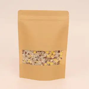 Hot Sale Reusable Stand Up Pouches Zip Lock Kraft Paper Bag For Dry Fruits Packaging