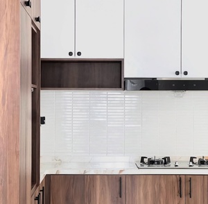 Mobile da <span class=keywords><strong>Cucina</strong></span> in Melamina Effetto Legno CBMmart, Armadio da <span class=keywords><strong>Cucina</strong></span> Bicolore con Finiture Diverse Superiore e Inferiore - Product Image 5