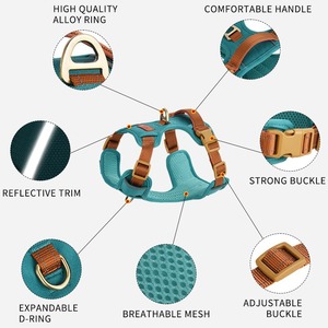 Harnais pour animaux de compagnie avec doublure en maille respirante, taille moyenne, sangle de poitrine de style rétro - Product Image 3