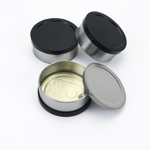 Tinplate Metal Containers With Black Lids Recyclable Food Storage Jars Industrial Use Empty Round Canister - Product Image 1