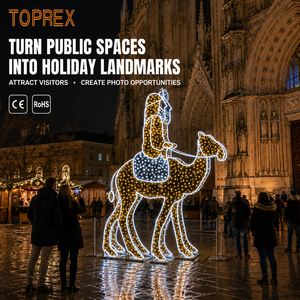TOPREX 3D LED Grand Motif Lumineux de Crèche avec Sages Hommes sur Chameaux, Qualité Commerciale, pour Décoration Extérieure de Place Publique et Monumentale de Noël - Product Image 5