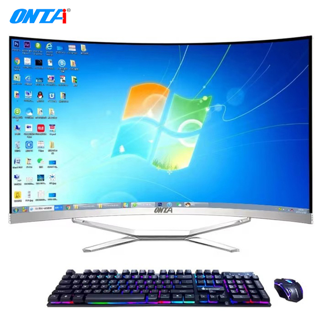 Customized 23.6-inch Curved Screen Industrial Use Desktop Computer Host Integrated Graphics EU Plug Game I5/I7/I9 Complete Set