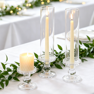 <strong>Hurricane</strong> Wind-proof Sleeve <strong>Glass</strong> Tube High Base <strong>Glass</strong> <strong>Candle</strong> <strong>Holder</strong> for 2.2cm Taper <strong>Candles</strong> Outdoor Party Wedding Decoration - Product Image 4