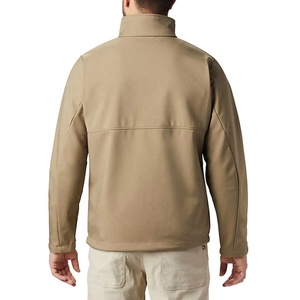 Men's Tan <b>Fleece</b> <b>Jacket</b> <b>With</b> Camouflage <b>Lining</b> Stand Collar Zipper Closure Casual Windproof Autumn Outerwear Regular Fit - Product Image 2