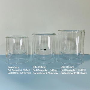 Giaretta Portacandela di Lusso Unica <span class=keywords><strong>in</strong></span> <span class=keywords><strong>Vetro</strong></span> Borosilicato Trasparente a Doppia Parete con Coperchio per Decorazioni per la Casa Articoli Natalizi e Confezione Regalo - Product Image 3